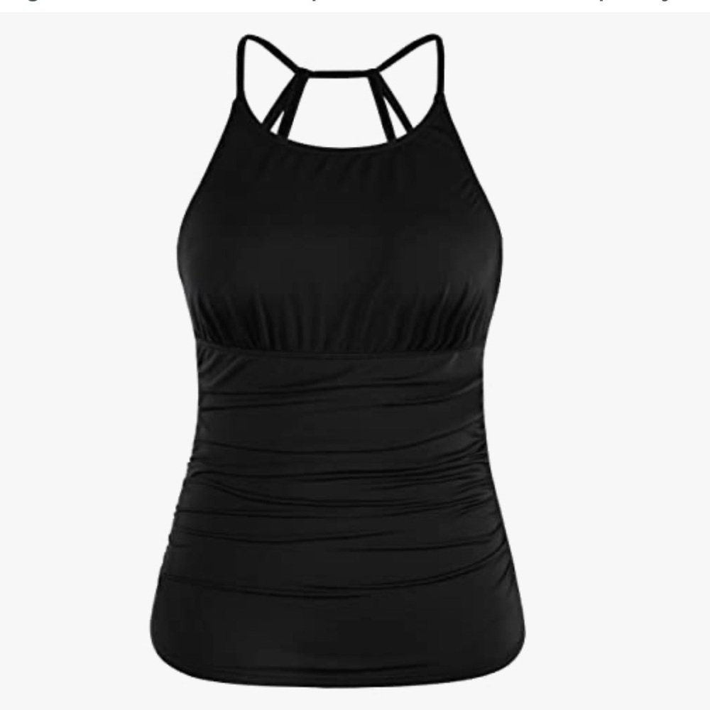 Women's Black Adjustable Tankini Top NWT